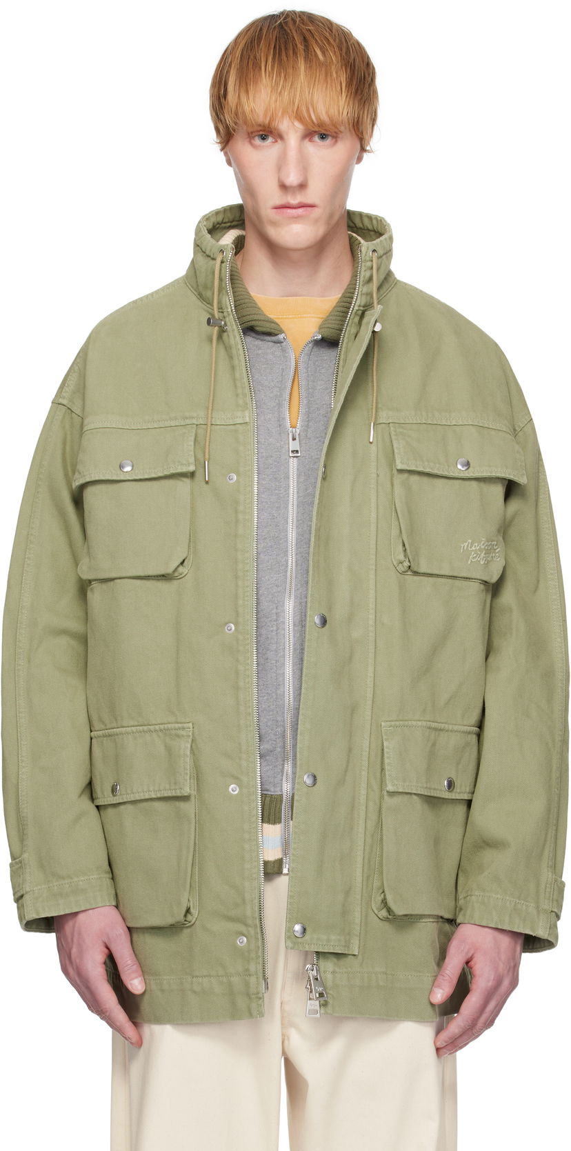 Parka MAISON KITSUNÉ Maison Kitsuné Cotton Denim Parka Grøn | OM02206WD4012