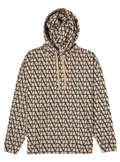Sweatshirt Valentino Monogram Popover Hoodie Beige/Black Beige | 3V3MF25R9KD-MYL