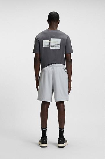 Shorts BOSS Four-Way Stretch Moisture-Wicking Shorts Grå | 50541312, 1