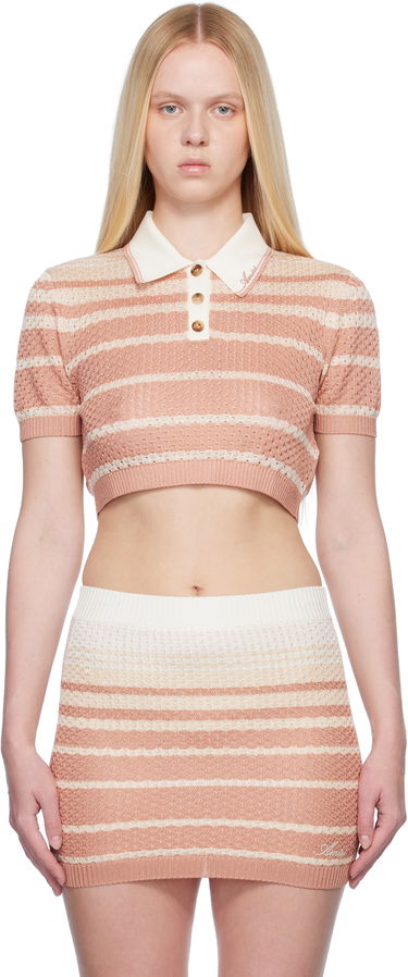 Polo skjorte AMIRI AMIRI Stripe Cropped Polo Lyserød | AWKNPO1023, 0