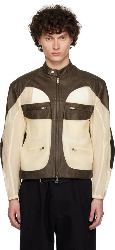 Jakke Andersson Bell Andersson Bell Faux-Leather & Sheer Rider Jacket Brun | awa705u, 0