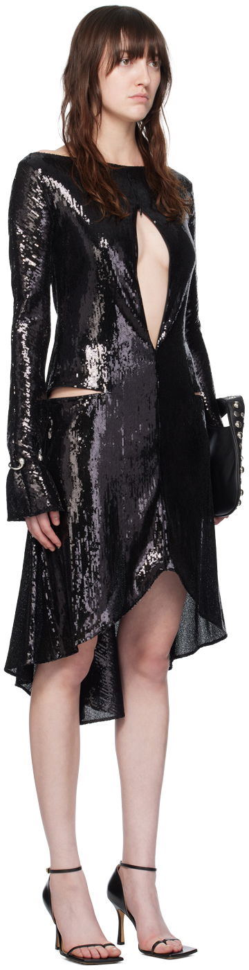 Kjole Courrèges Women's Sequin Ellipse Midi Dress Sort | 224CRO427PAI001, 1