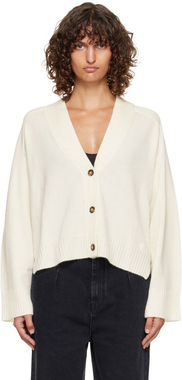 Sweater Loulou de Saison Loulou de Saison Kaia Ribbed Neckline Cardigan Hvid | KAIA LDS, 0