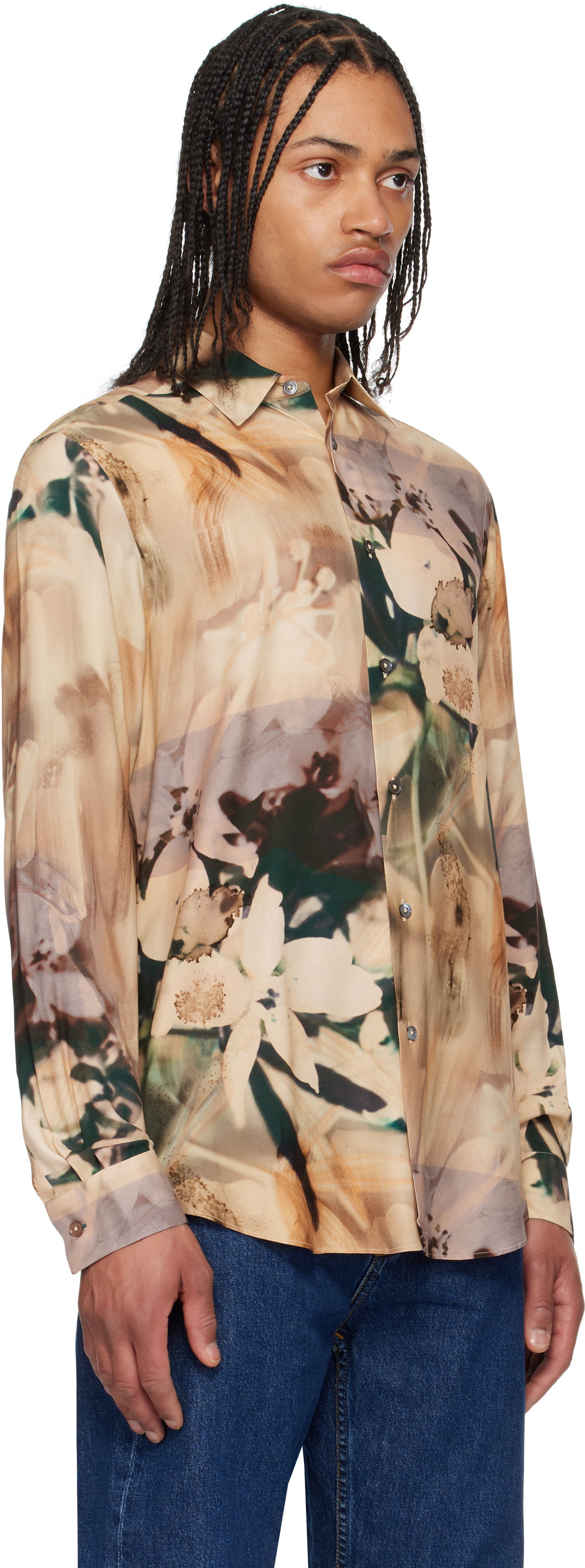 Skjorte Paul Smith Paul Smith Viscose Painted Photograph Print Shirt Beige | M1R-901U-P02653, 1