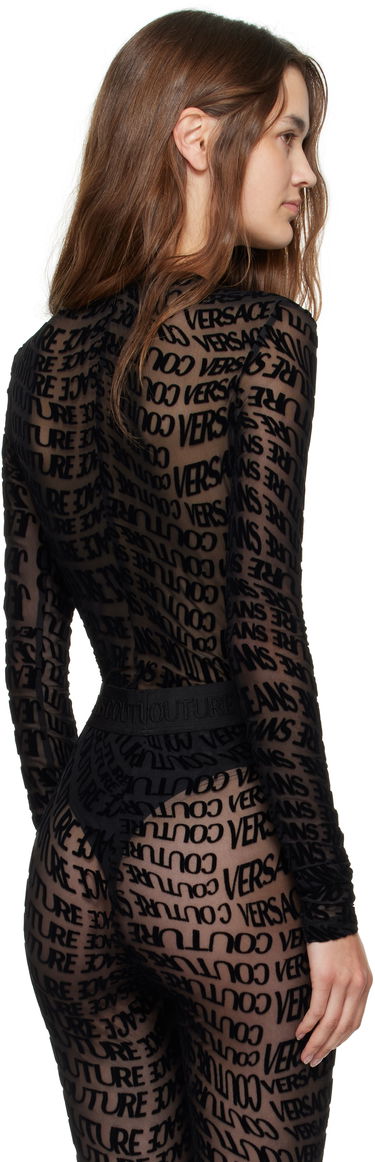 Krop Versace Versace Jeans Couture Tulle Flock Liquify Bodysuit Sort | E79HAM221_EJS490, 2