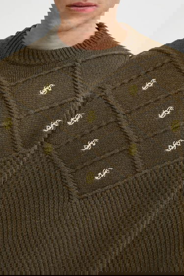 Sweater Drôle de Monsieur Drôle de Monsieur La Maille Monogramme Wool Knit Sweater Grøn | I.PO180.WO018, 3