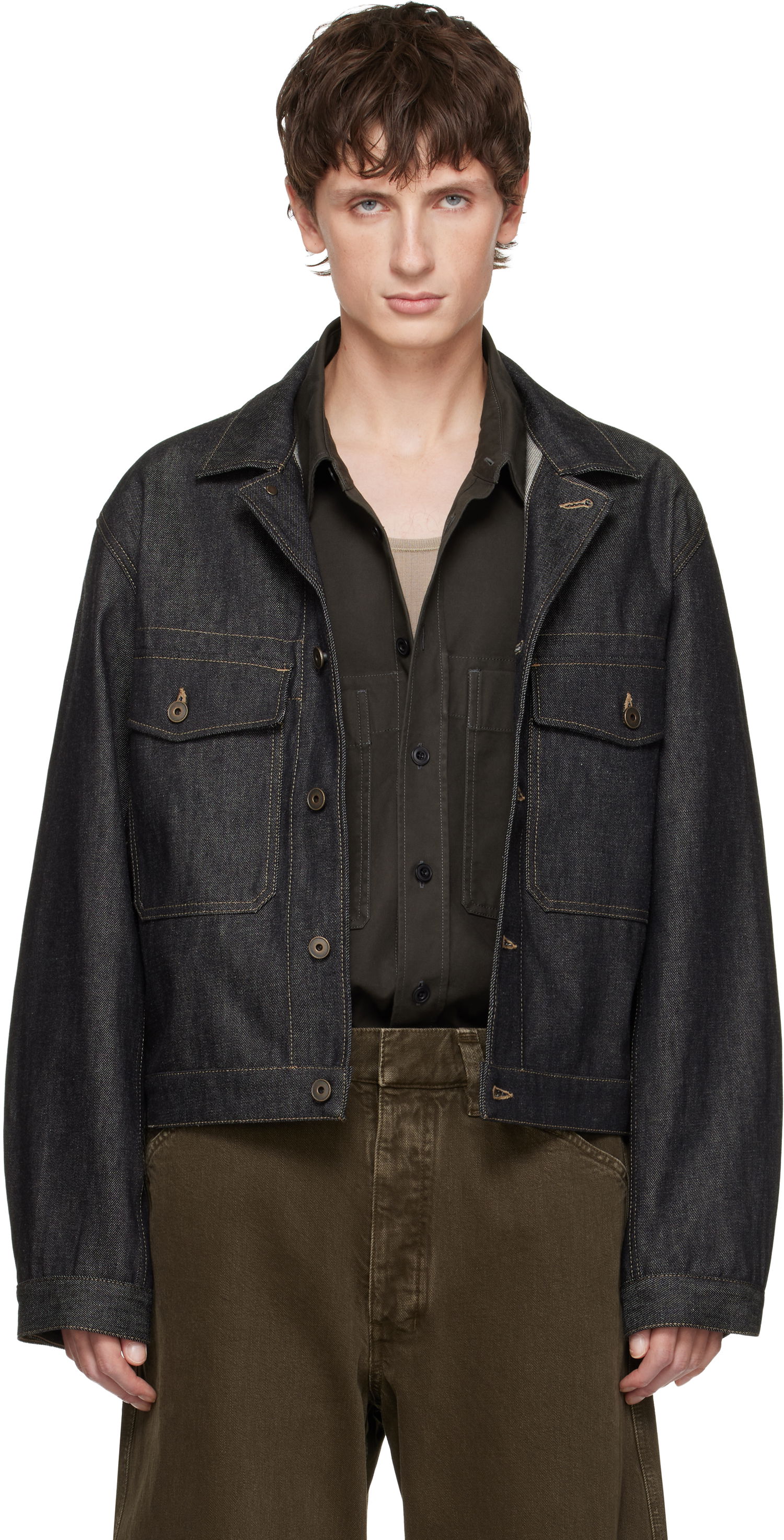 Jakke LEMAIRE Trucker Denim Jacket Mørkeblå | OW1188 LD1061, 0