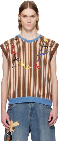 KidSuper Embroidered Figures Knit Sweater Vest