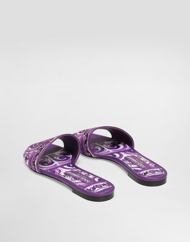 Tilbehør Dolce & Gabbana Dolce & Gabbana Embroidered Slides Lilla | CQ0571AV804I03TN, 2