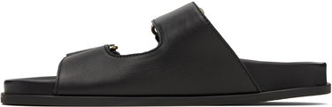 Sneakers og sko Jimmy Choo Fayence Pearl-Embellished Leather Flat Sandals Sort | FAYENCE SANDAL, 2