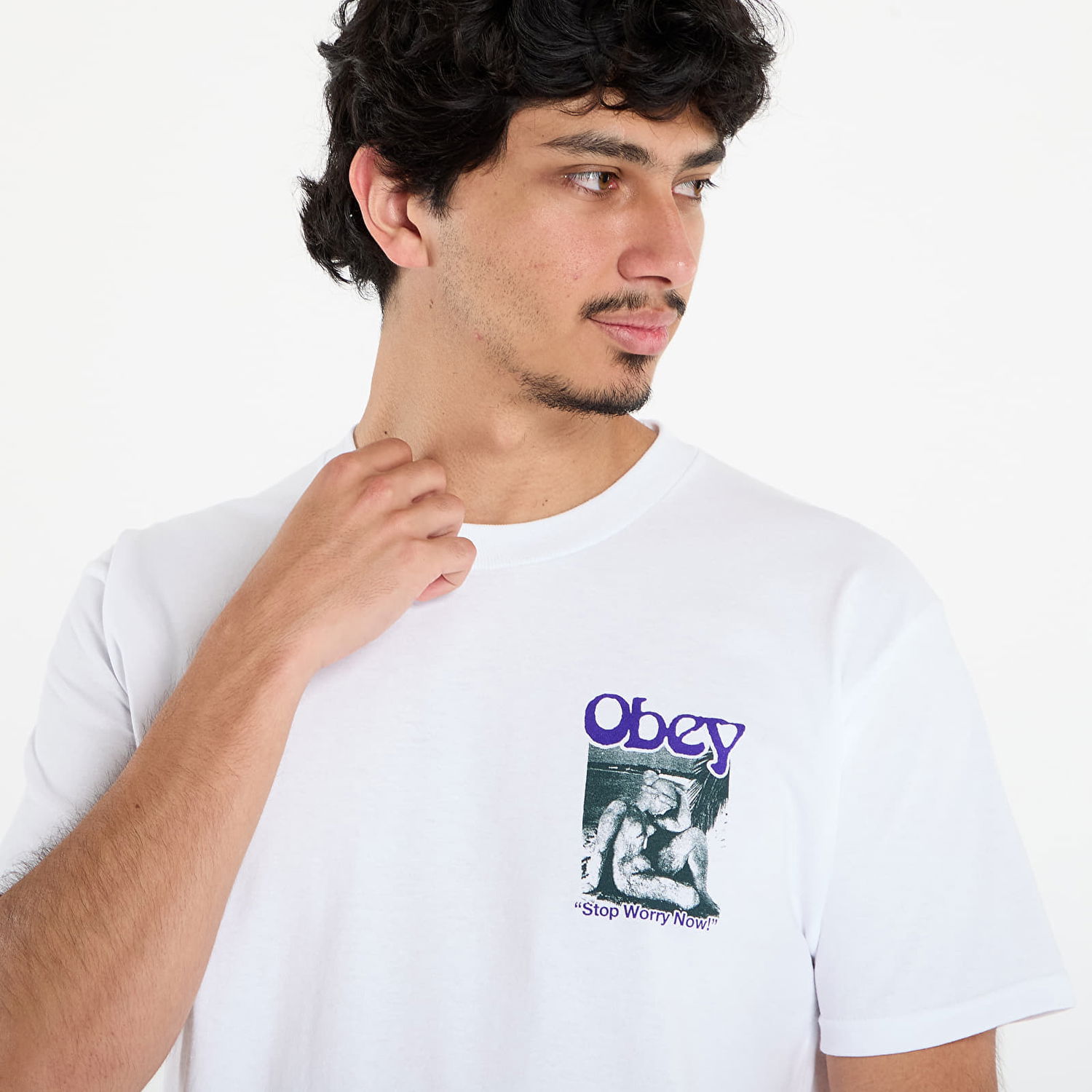 T-shirt OBEY OBEY Stop Worry Now T-Shirt Hvid | 165264127-WHT, 1