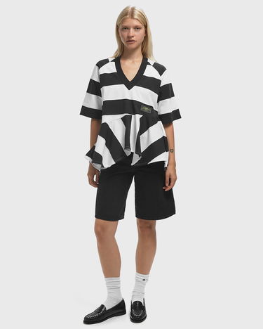 T-shirt GANNI Striped Heavy Cotton Peplum T-shirt Flerfarvet | T4257-378, 2