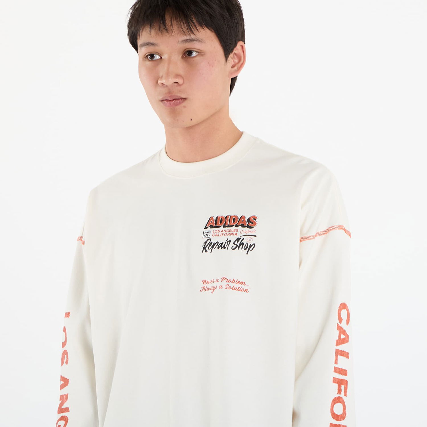 T-shirt adidas Originals Wilshire Long Sleeve Graphic Contrast Stitch T-Shirt Hvid | JX6142, 1