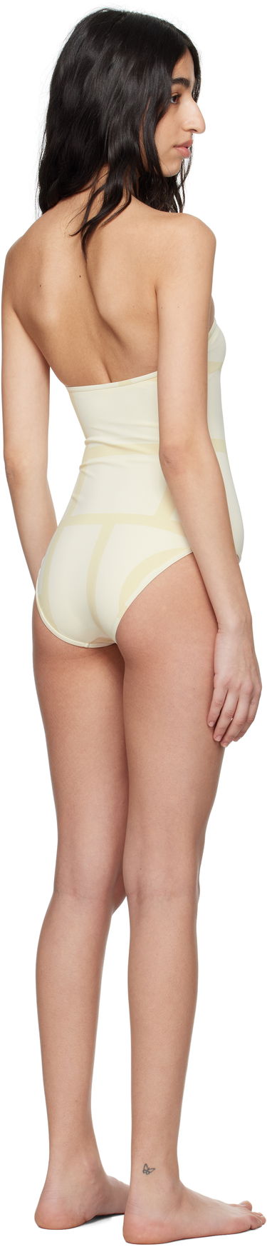 Badetøj TOTEME TOTEME Monogram Strapless One-Piece Swimsuit Beige | 252-WSW1027-FB0221, 2
