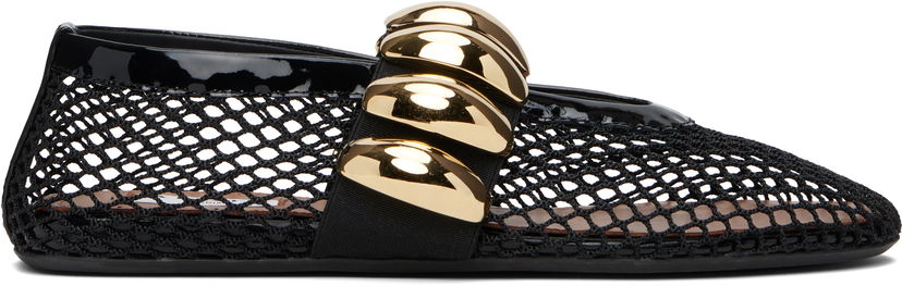 Skopleje Alaïa ALAÏA Fishnet Jewel Ballerina Flats Sort | AA3A067TK062