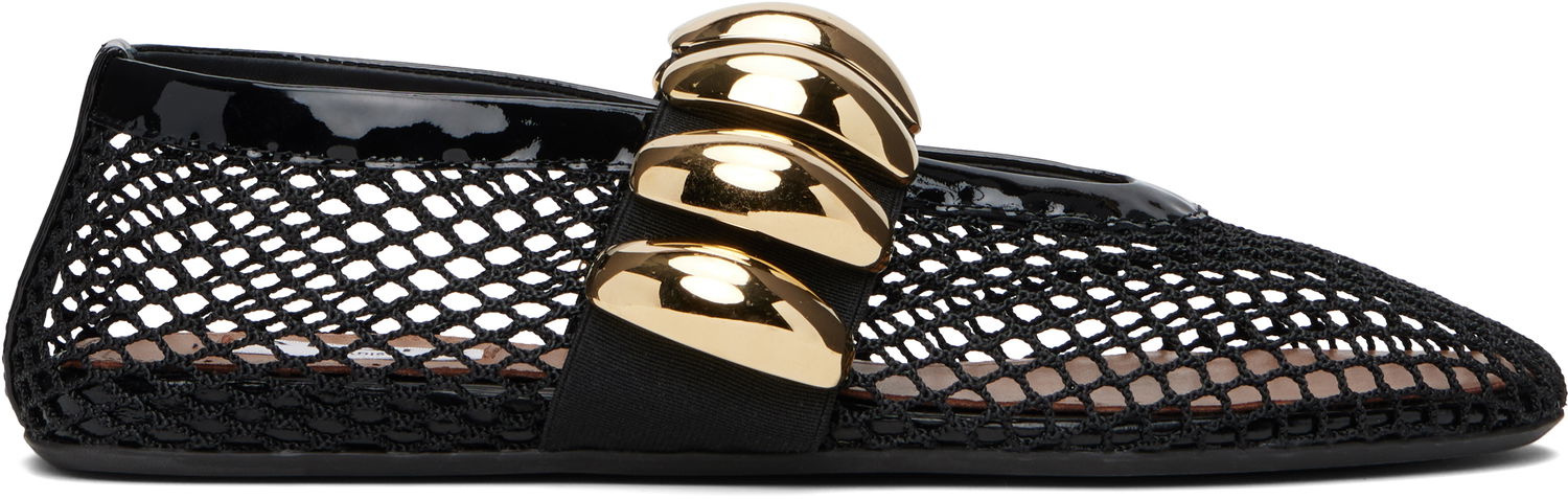 Skopleje Alaïa ALAÏA Fishnet Jewel Ballerina Flats Sort | AA3A067TK062, 0