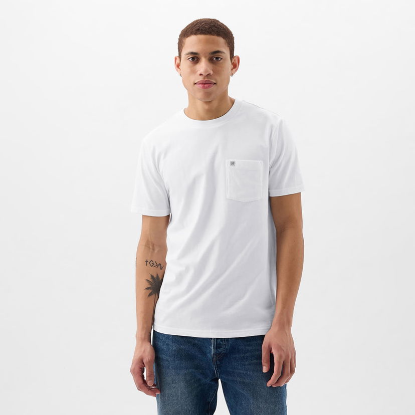 T-shirt GAP Pocket Micro Logo Tee Optic White V6 Hvid | 857901-04