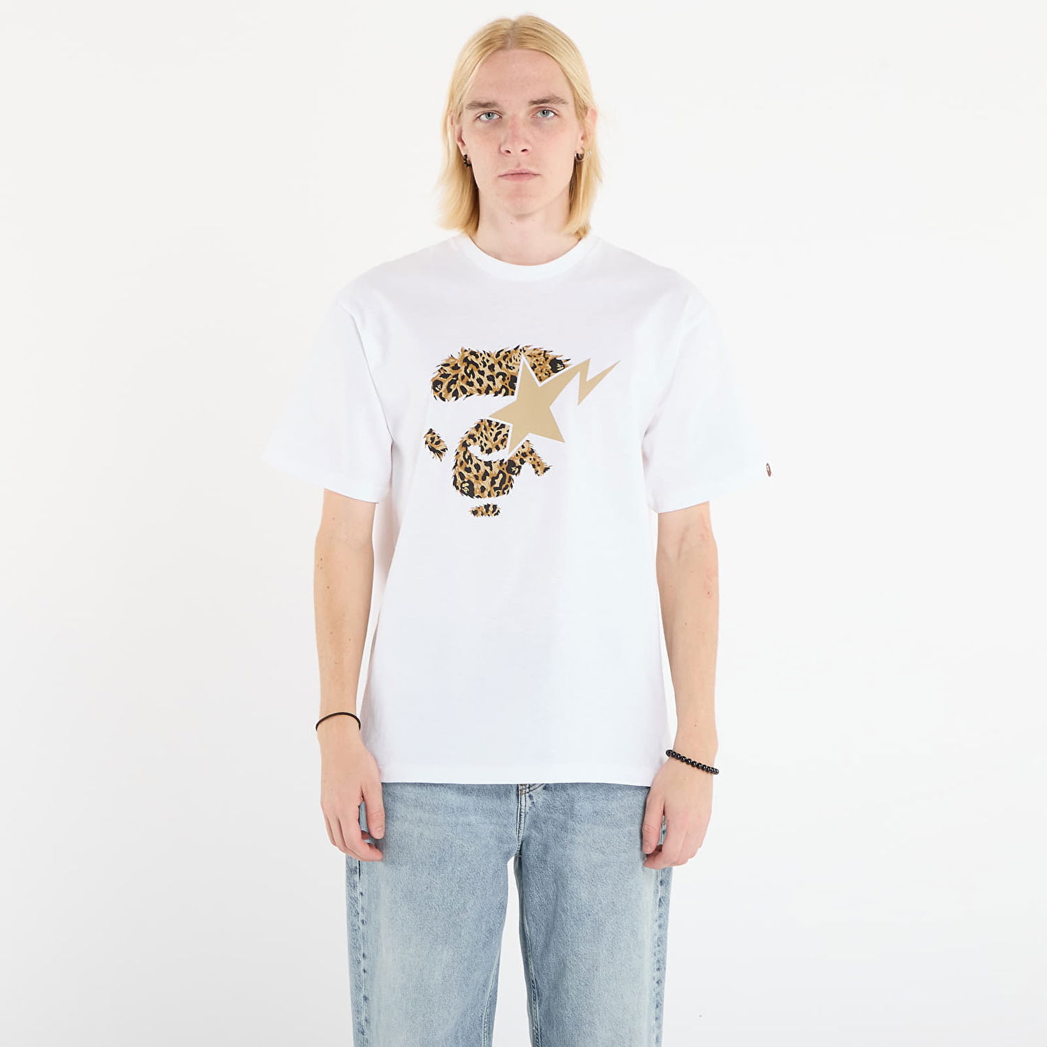 T-shirt BAPE T-Shirt Wild Leopard Pattern Ape Face Sta XL Hvid | 001TEL801042MWHT, 0