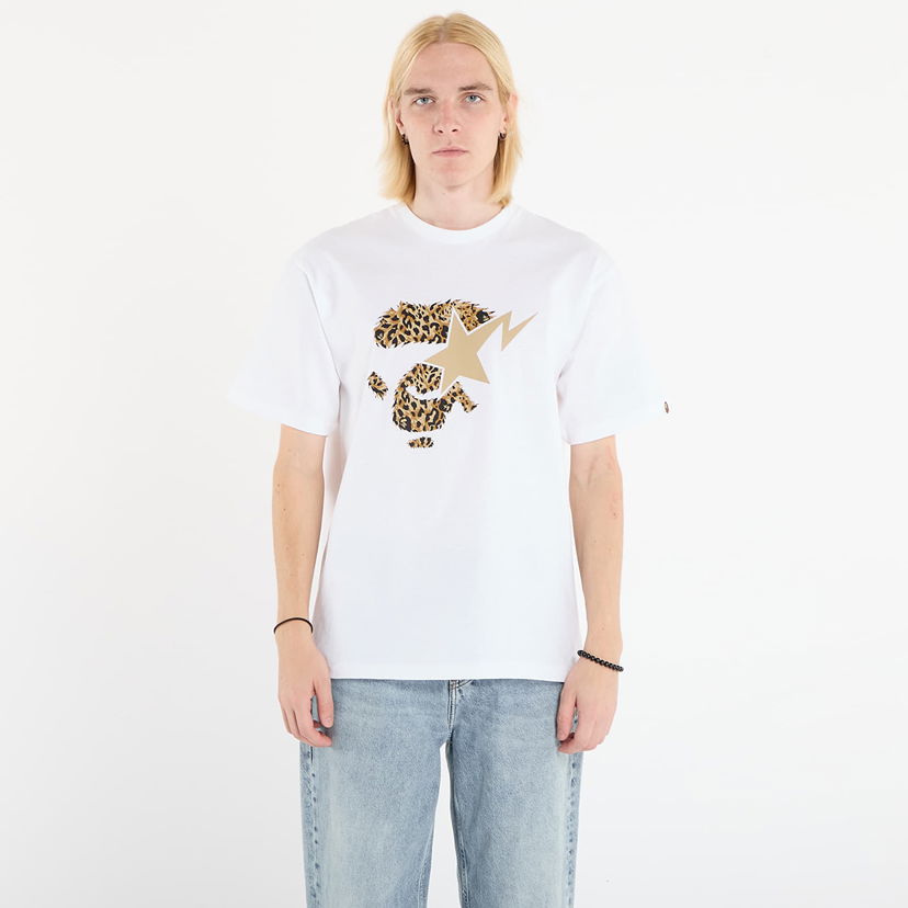 T-shirt BAPE T-Shirt Wild Leopard Pattern Ape Face Sta XL Hvid | 001TEL801042MWHT