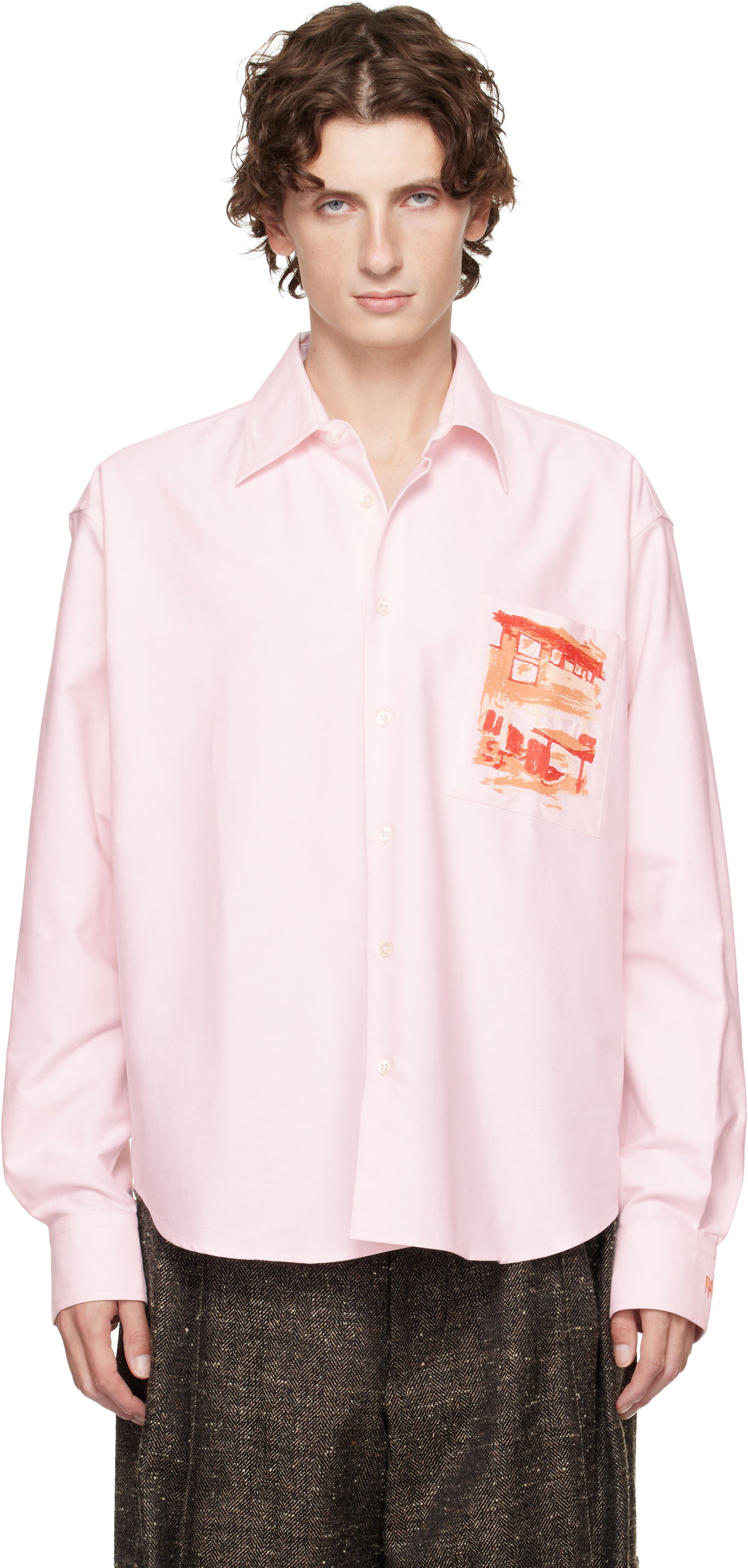 Skjorte JW Anderson JW Anderson Café Scene Embroidery Shirt Lyserød | SH0372-PG1140, 0
