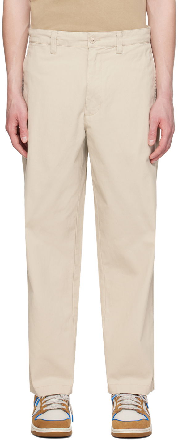 Bukser AAPE by A Bathing Ape AAPE by A Bathing Ape Embroidered Trousers Beige | AAPPTMA677XXMBGE