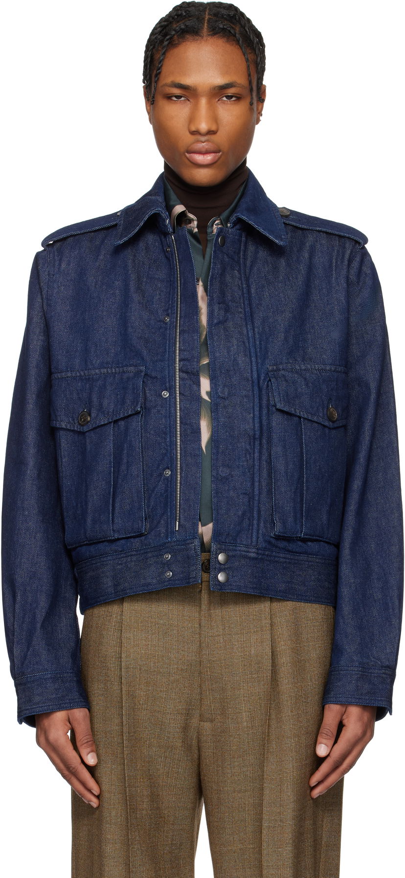 Bomberjakke Dries Van Noten Dries Van Noten Cropped Denim Jacket Blå | 251-020533-1562