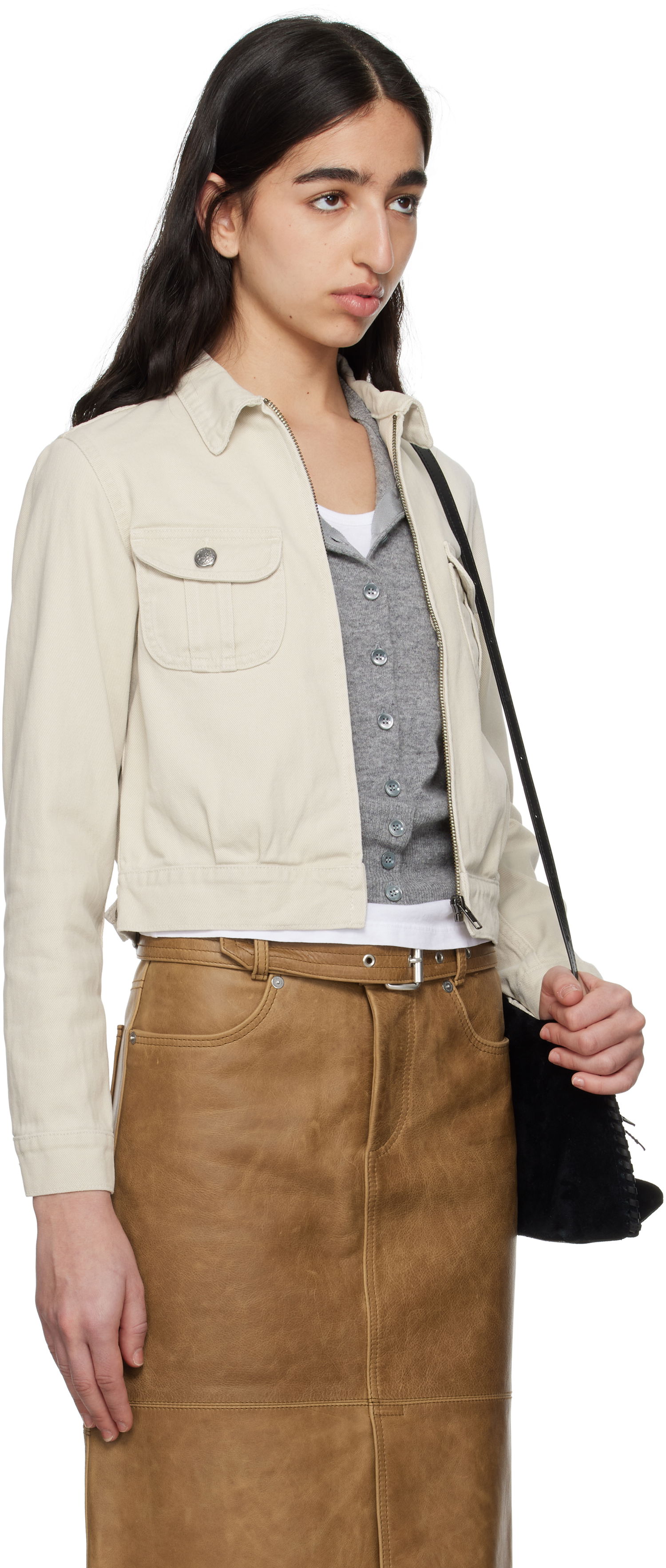 Jakke R13 R13 Cropped Rider Denim Jacket Beige | R13WD174-D319A, 1