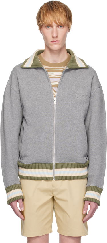 Bomberjakke MAISON KITSUNÉ Maison Kitsuné Varsity Zipped Bomber Jacket Grå | OM02130KM0321, 0