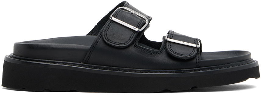 Tøj KENZO Black Paris ' Matto' Leather Sandals Sort | FE55MU040L62, 0