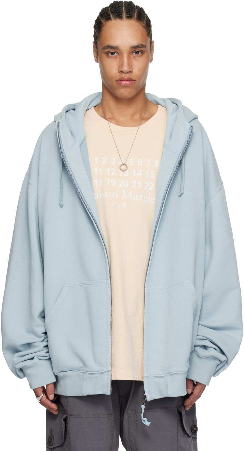 Sweatshirt Maison Margiela Maison Margiela Embroidered Logo Zip-Up Hoodie Blå | S50HG0047 M25017
