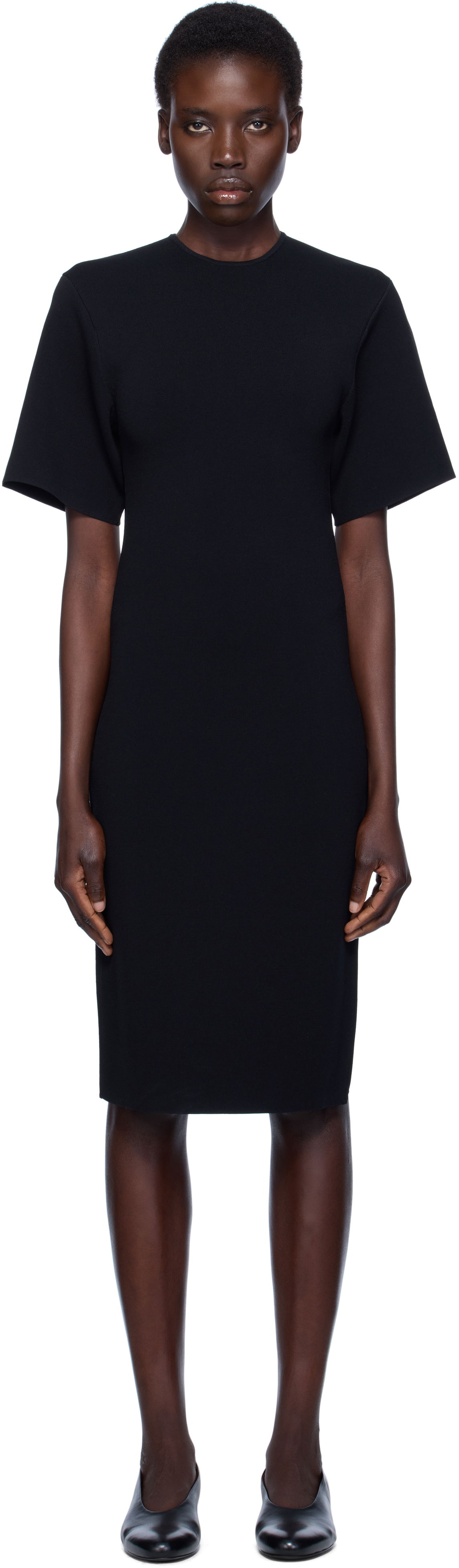 Kjole TOTEME TOTEME Knit Midi Tee Dress Sort | 253-WRD0232-YA0187, 0