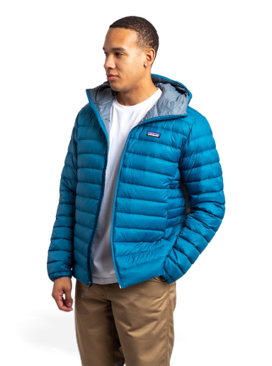 Puffer jakke Patagonia Down Sweater Hoody Blå | 84702