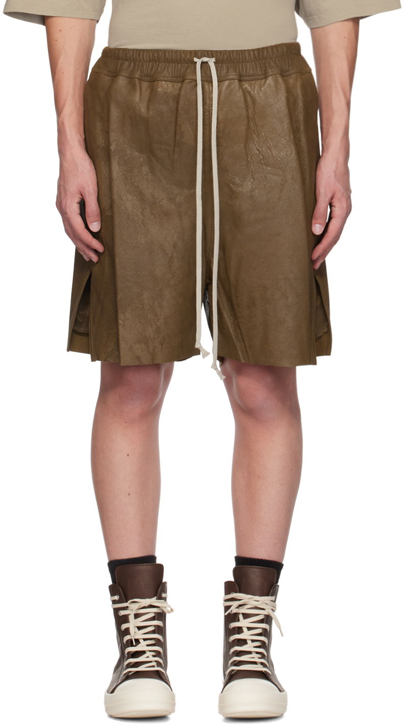 Shorts Rick Owens Rick Owens Porterville Megablister Boxer Leather Shorts Grøn | RU02D6397 LBA
