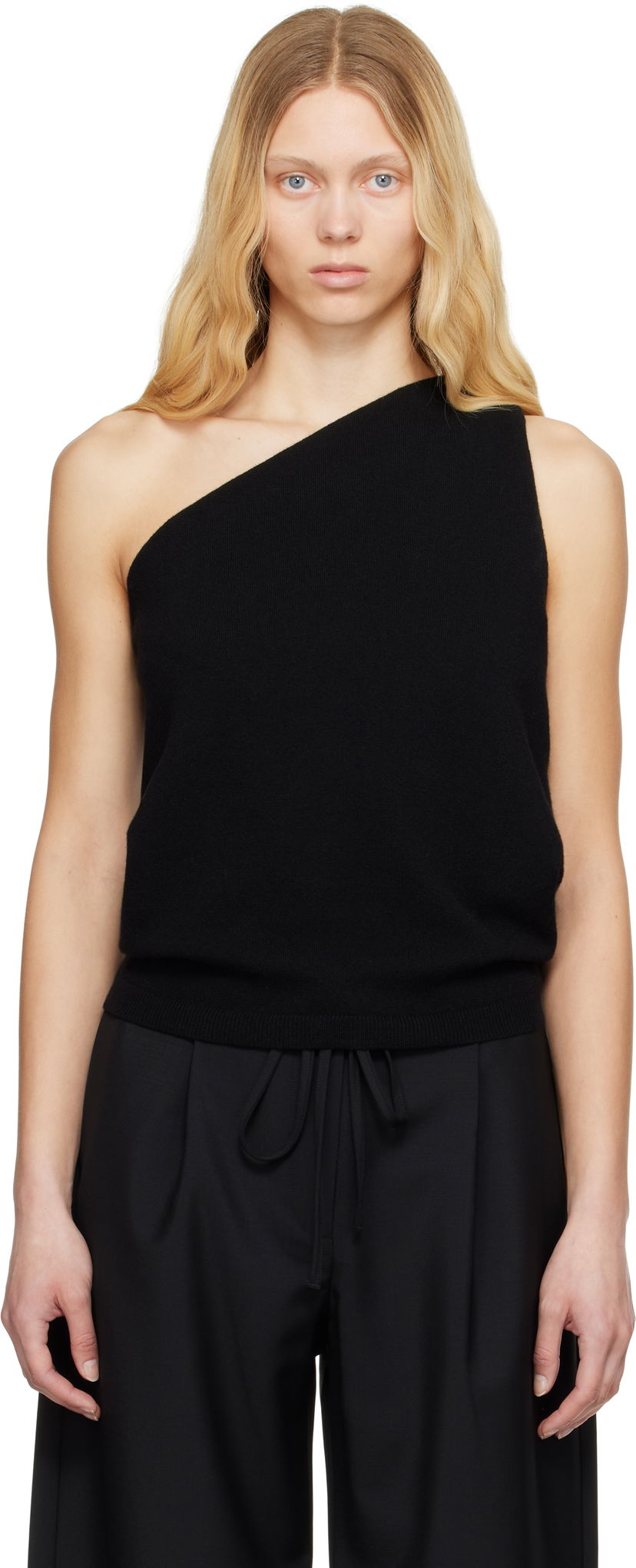 Tanktop Róhe Róhe Sculptural Knitted One-Shoulder Top Sort | 415-23-336
