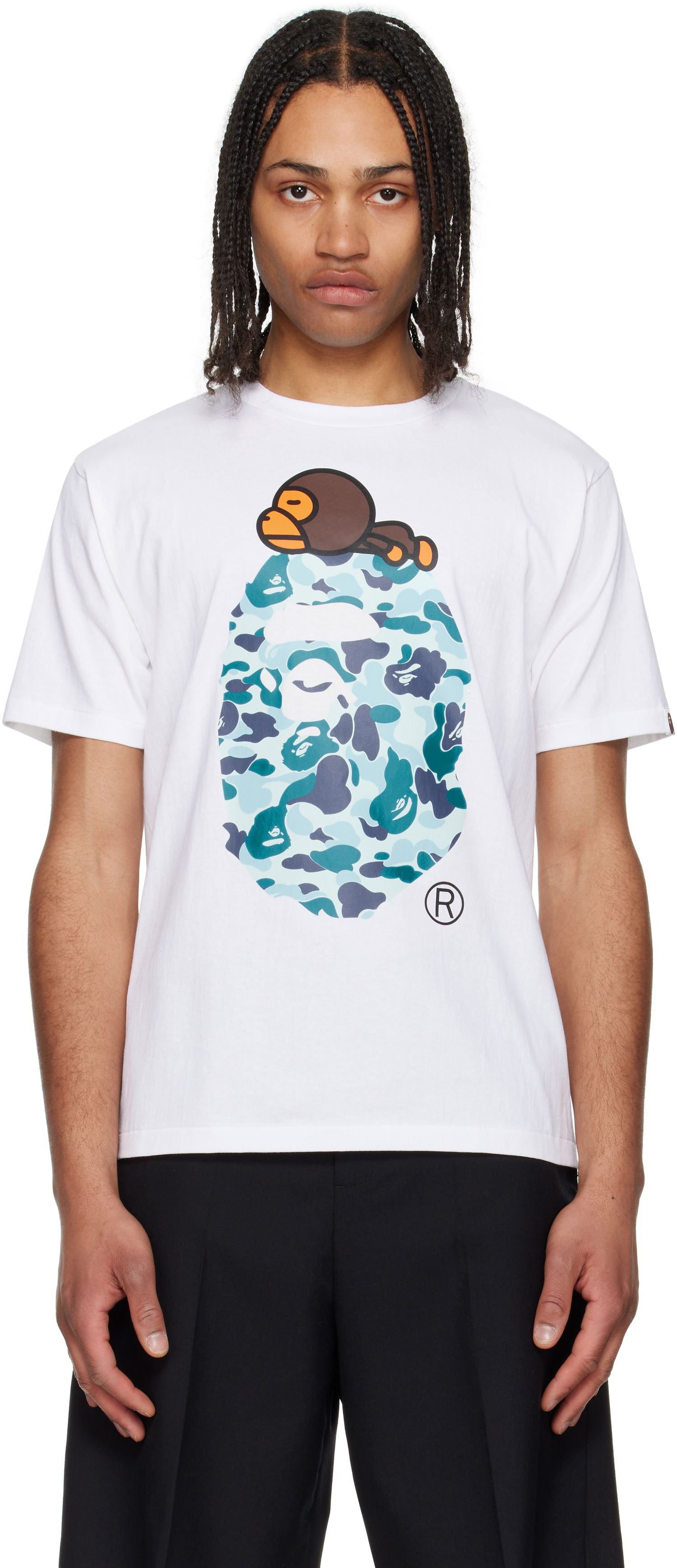 T-shirt BAPE A Bathing Ape ABC Camo Milo Big Ape Graphic T-Shirt Hvid | 002TEL301002M, 0