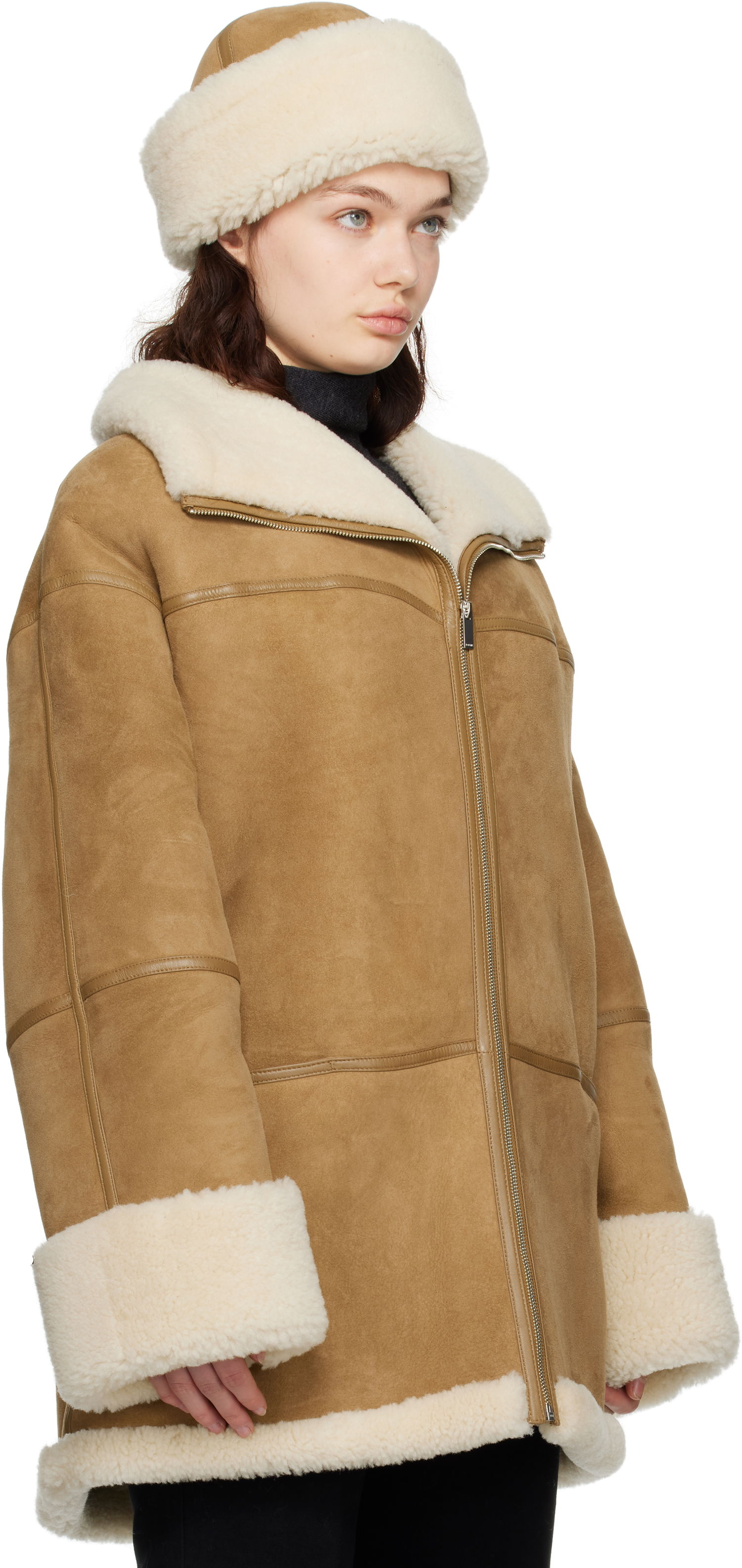 Puffer jakke TOTEME TOTEME Signature Shearling Jacket Brun | 251-WRO876-LE0107, 1