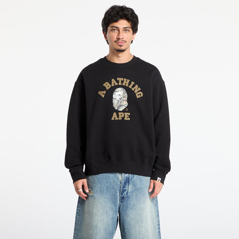 Sweatshirt BAPE Tree Edge Camo College Relaxed Fit Crewneck Sweatshirt Sort | 001SWL801301MBLK