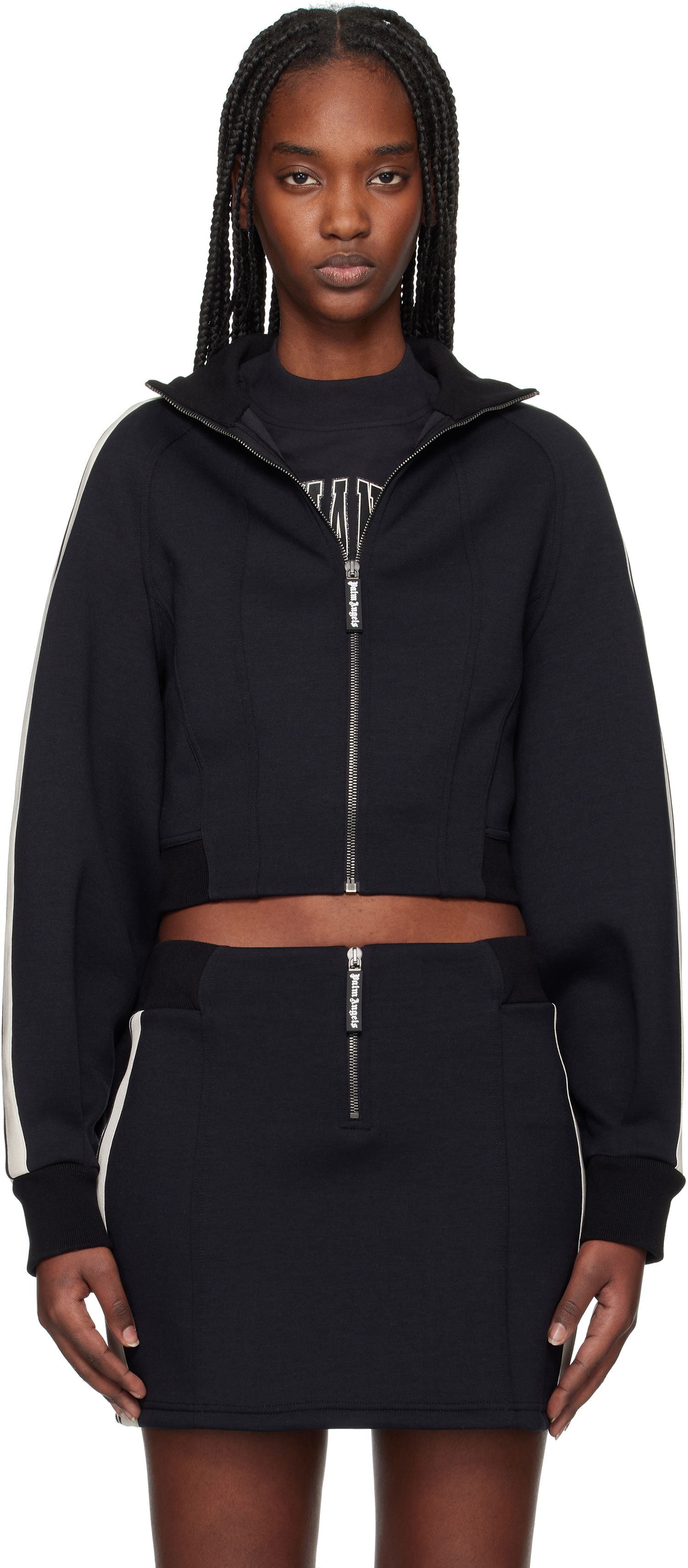 Træningsdragt Palm Angels Palm Angels Neoprene Cropped Track Jacket Mørkeblå | PWEA127S25FAB0011003, 0