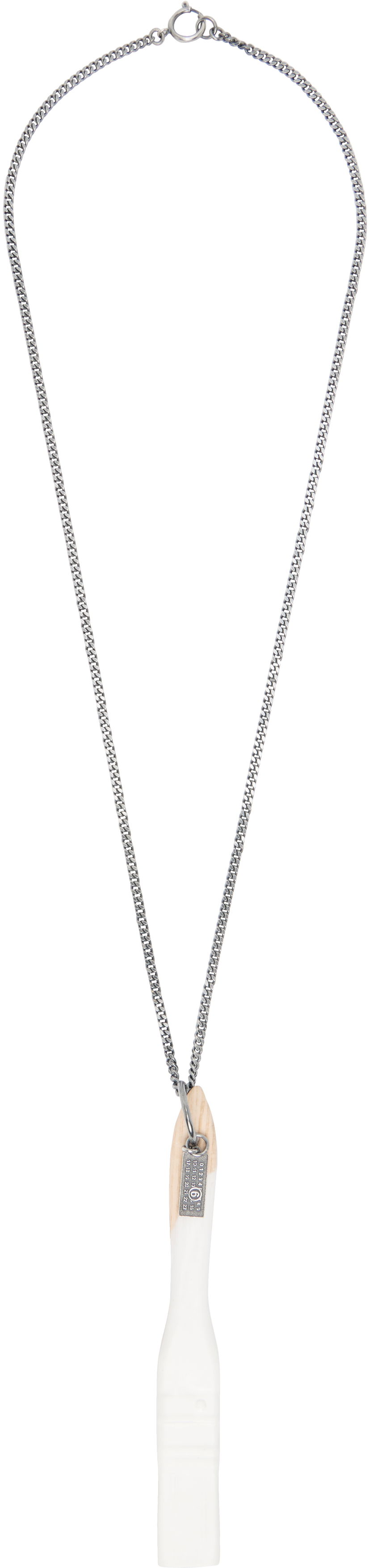 Halskæde Maison Margiela MM6 Maison Margiela Paint Brush Pendant Curb Chain Necklace Hvid | SM7UU0075 P7352