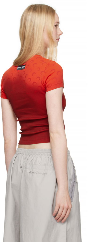 Crop top Marine Serre Marine Serre Moon Faded Baby Fit T-shirt Rød | WTT012A CJER0070, 2