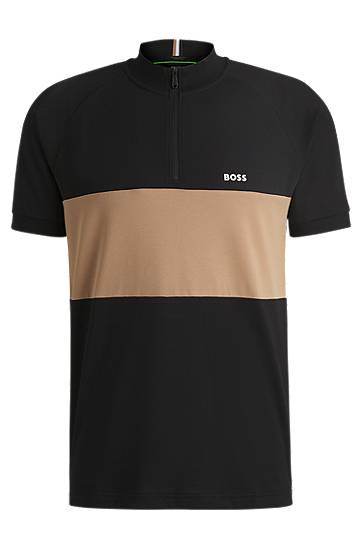 Polo skjorte BOSS BOSS Active Cotton-Blend Polo Shirt with Colorblock Sort | 50538102