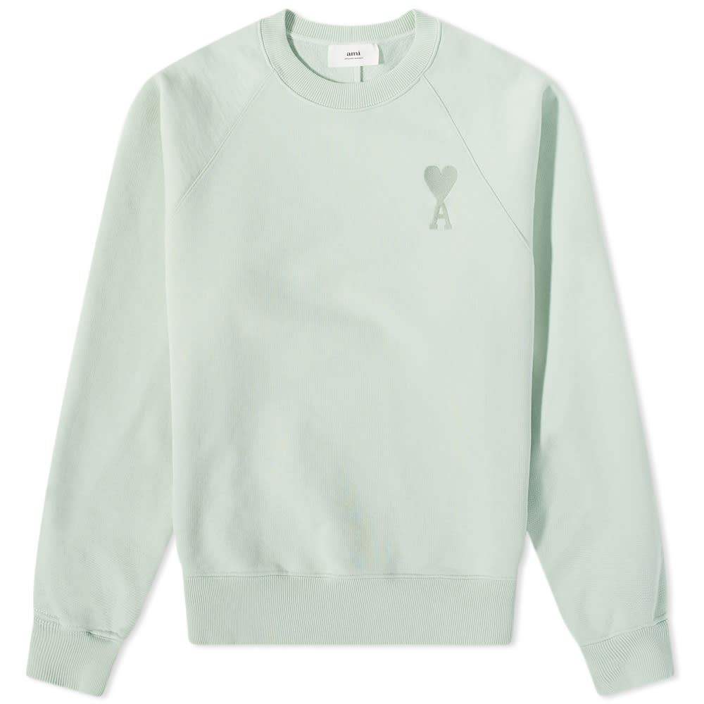 Sweatshirt AMI Tonal Heart Crew Sweat Grøn | USW002-747441, 0