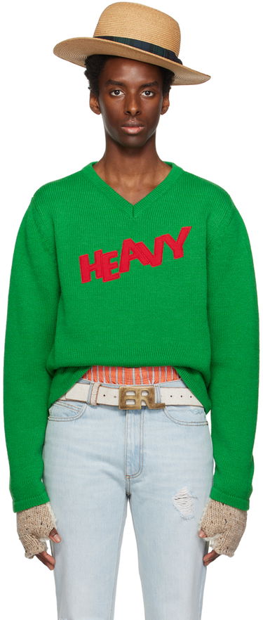 Sweater ERL ERL Men's Patch V-Neck Sweater Grøn | ERL06N008, 0