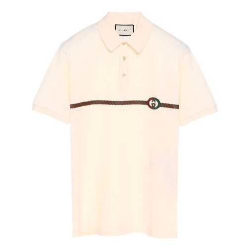 Polo skjorte Gucci Embroidered Short Sleeve Polo Shirt Hvid | 598957-XJB0V-9247, 0