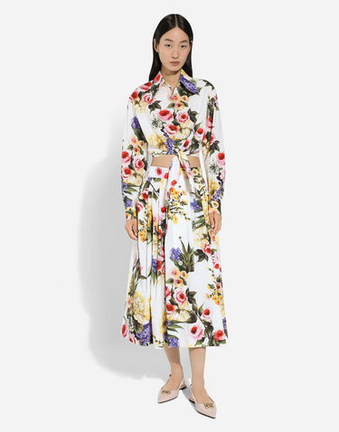 Skjorte Dolce & Gabbana Garden Print Tie-Front Crop Top Hvid | F5R73THS5Q1HA4YB, 1