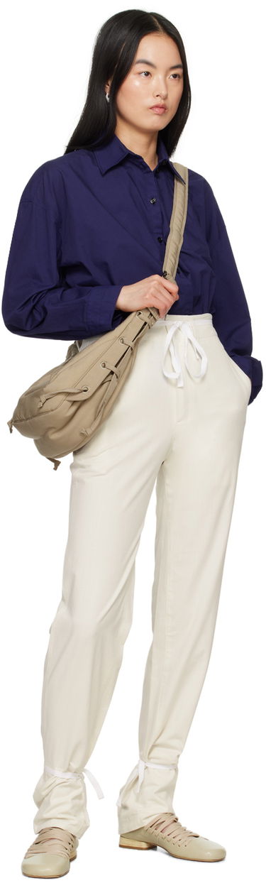 Bukser LEMAIRE Straight Leg Tie Hem Trousers Hvid | PA1098 LF1253, 3