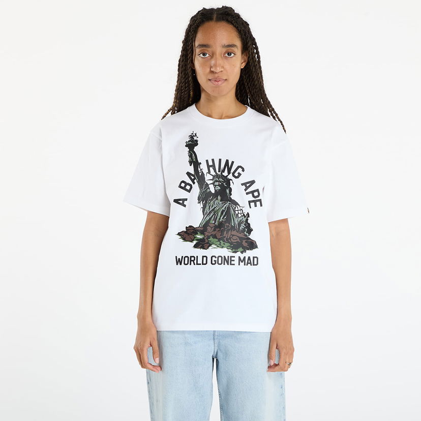 T-shirt BAPE Statue Of Liberty World Gone Mad Graphic T-Shirt Hvid | 001TEL801050MWHT