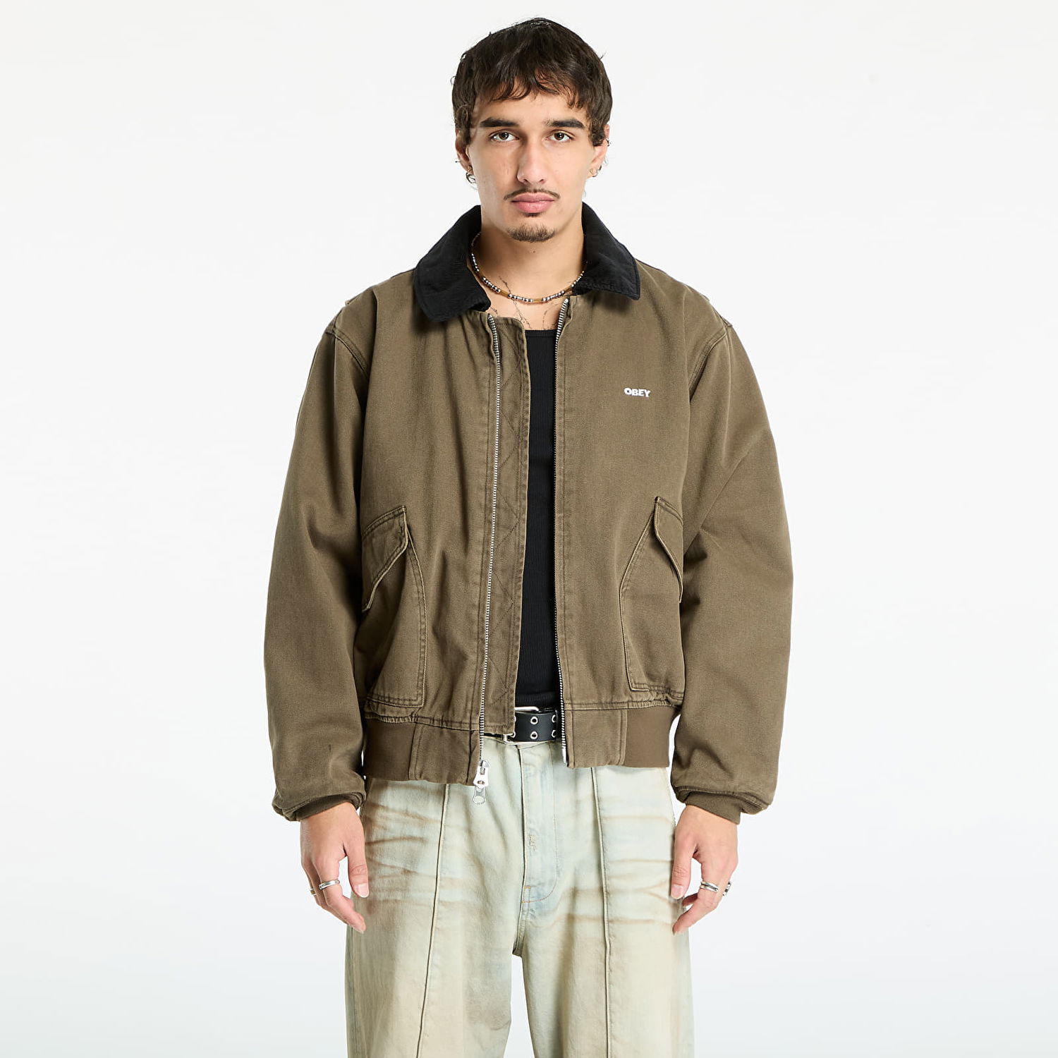 Jakke OBEY Fade Wash Cwu Jacket Wren Faded Wash Grøn | 121800602-WRN, 0