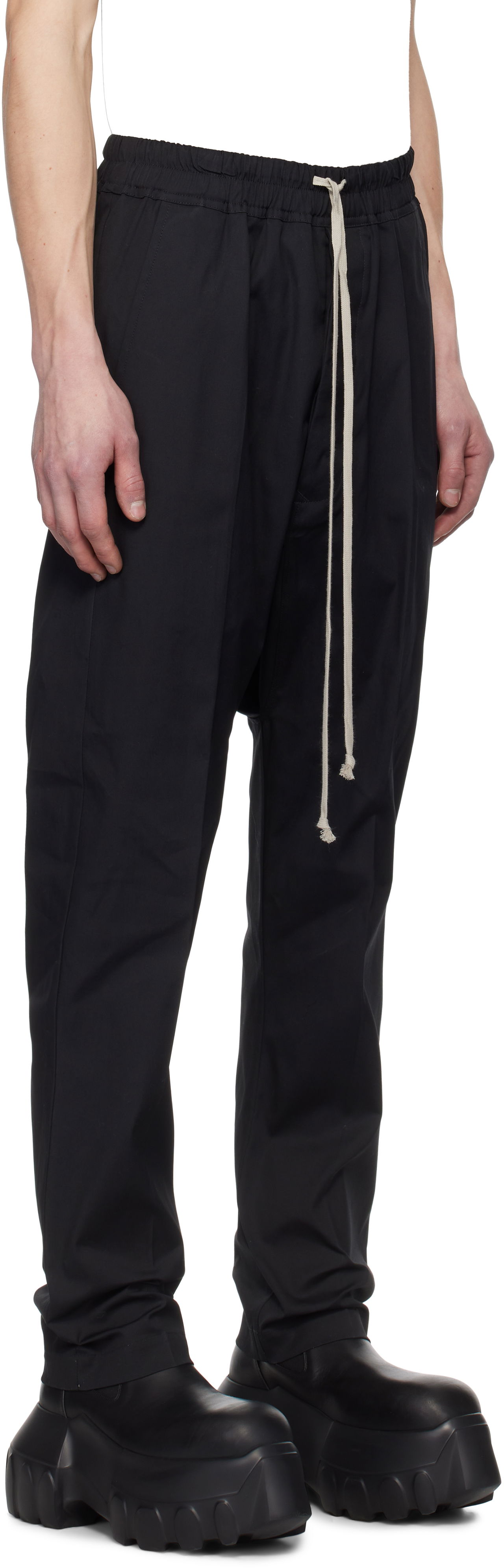 Bukser Rick Owens Rick Owens Hollywood Heavy Drawstring Trousers Sort | RU01E5380 TE, 1