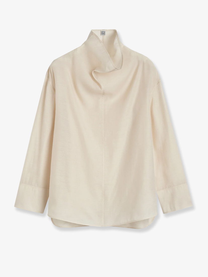 Skjorte TOTEME Draped Neck Blouse Beige | 244WRT0371FB0265116